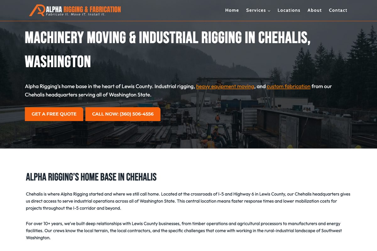Alpha Rigging: Chehalis city page