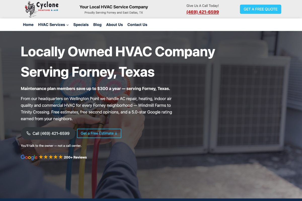 Cyclone HVAC: Forney service area