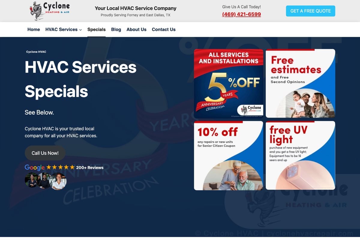 Cyclone HVAC: Specials