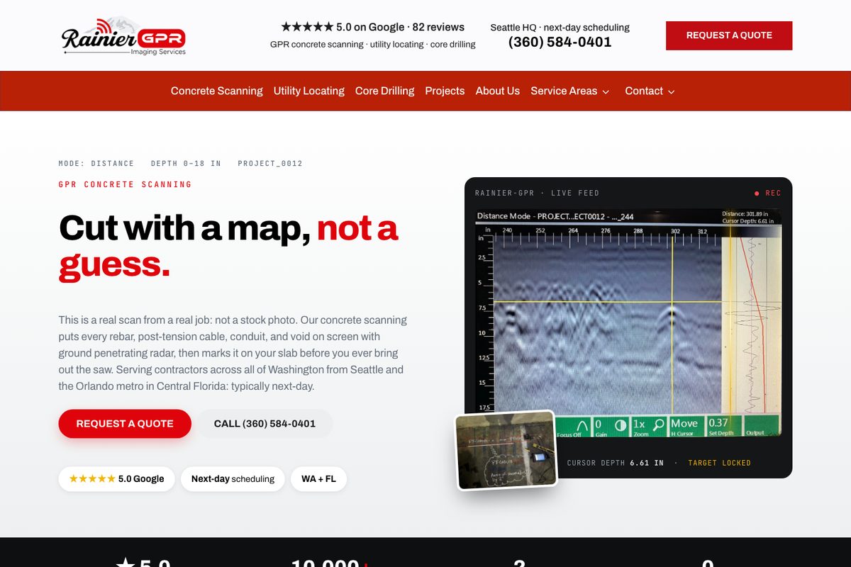 Rainier GPR: Concrete scanning